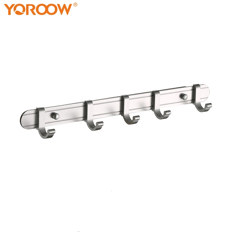 

YOROOW factory price OEM modern bathroom accessory wall mounted five hooks space aluminum clothes hooks