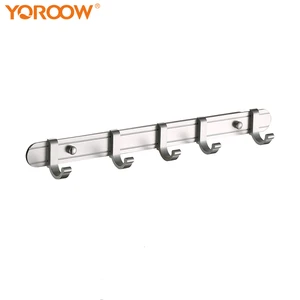 Image of YOROOW factory price OEM modern bathroom accessory wall mounted five hooks space aluminum clothes hooks