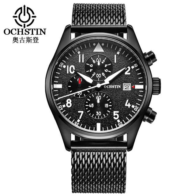 

Top Sale OCHSTIN Stainless Steel Mesh Strap 3Atm Water Resistant Fashion Man Quartz Chronograph Watch erkek kol saati