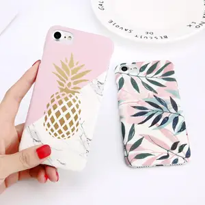 Free Shipping Luxury Flower Leaf Print Phone Case for iPhone 7 8 Plus Hard PC Cover for iPhone XR XS Max Pineapple Marble Shell