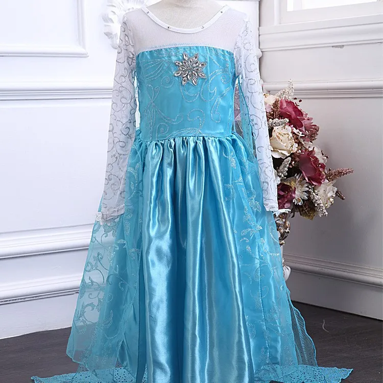 

High Quality Kids Style Long Sleeve Frozen Fashion Party Wear Dress BXTYTS, Blue