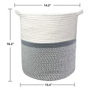Image of Amazon Hot sell Cotton Rope Woven Basket With Handle Manufacturer