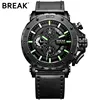 BREAK 5689 Luxury Brand Leather Strap Casual Fashion Chronograph Mega Luminous Business Sport Wristwatches Man Military Watch