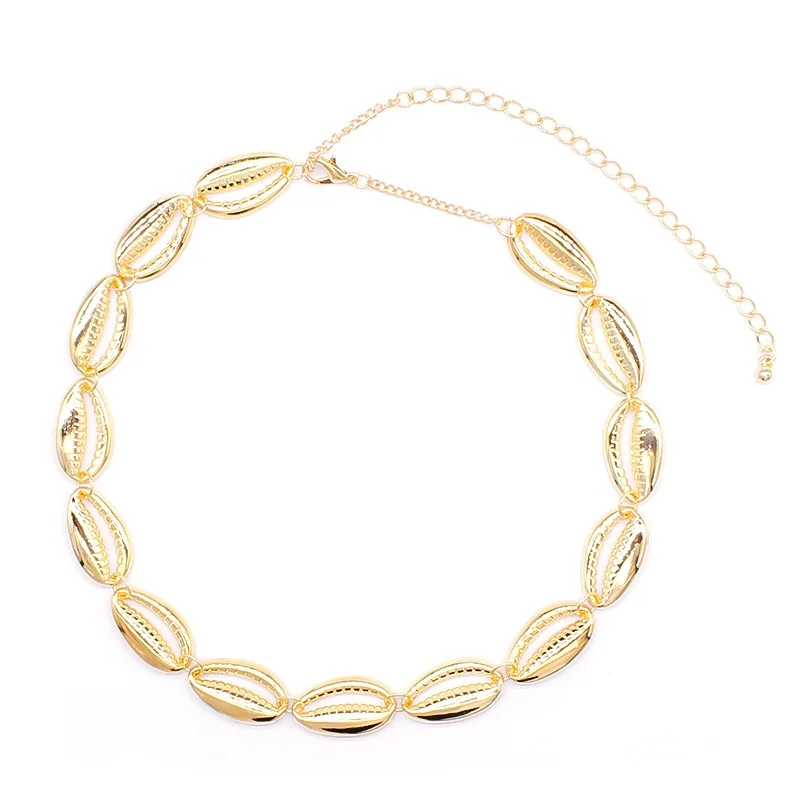 

18k Gold Zinc Alloy Shell Beads Handmade Hawaii Wakiki Beach Choker Adjustable for Girls Ladies, Gold color