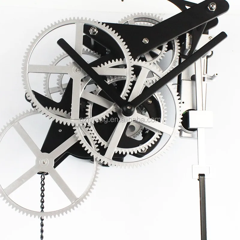 Mktime Metal Pendulum Gear Wall Clock With Factory Design Patent