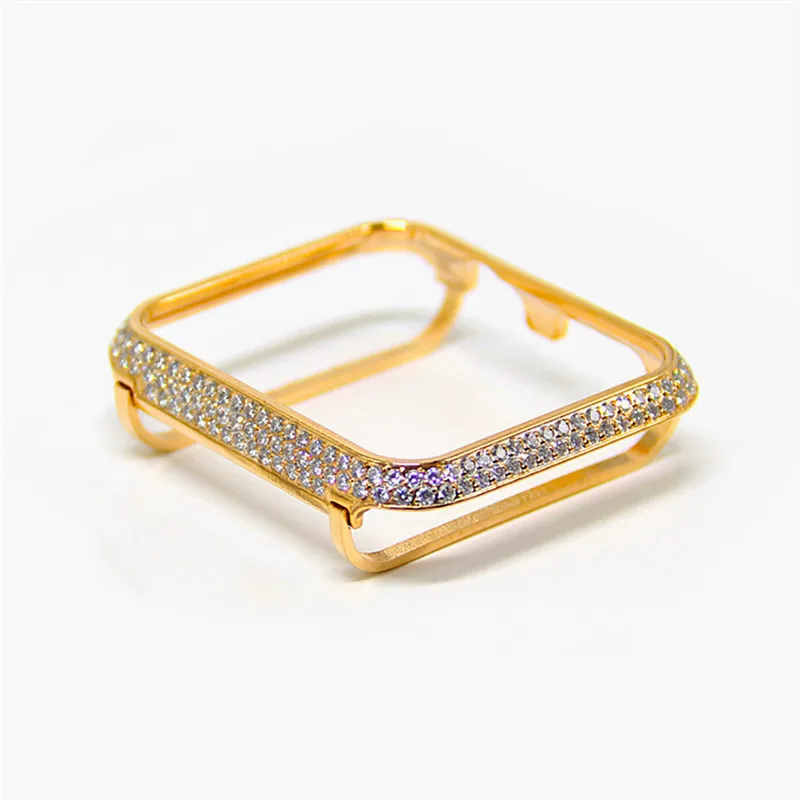 

Hot Sale Rhinestone 316L Metal Diamond Protect Case Cover For Apple Watch 38/42/40/44/41/45mm, Silver, black, gold, rose gold