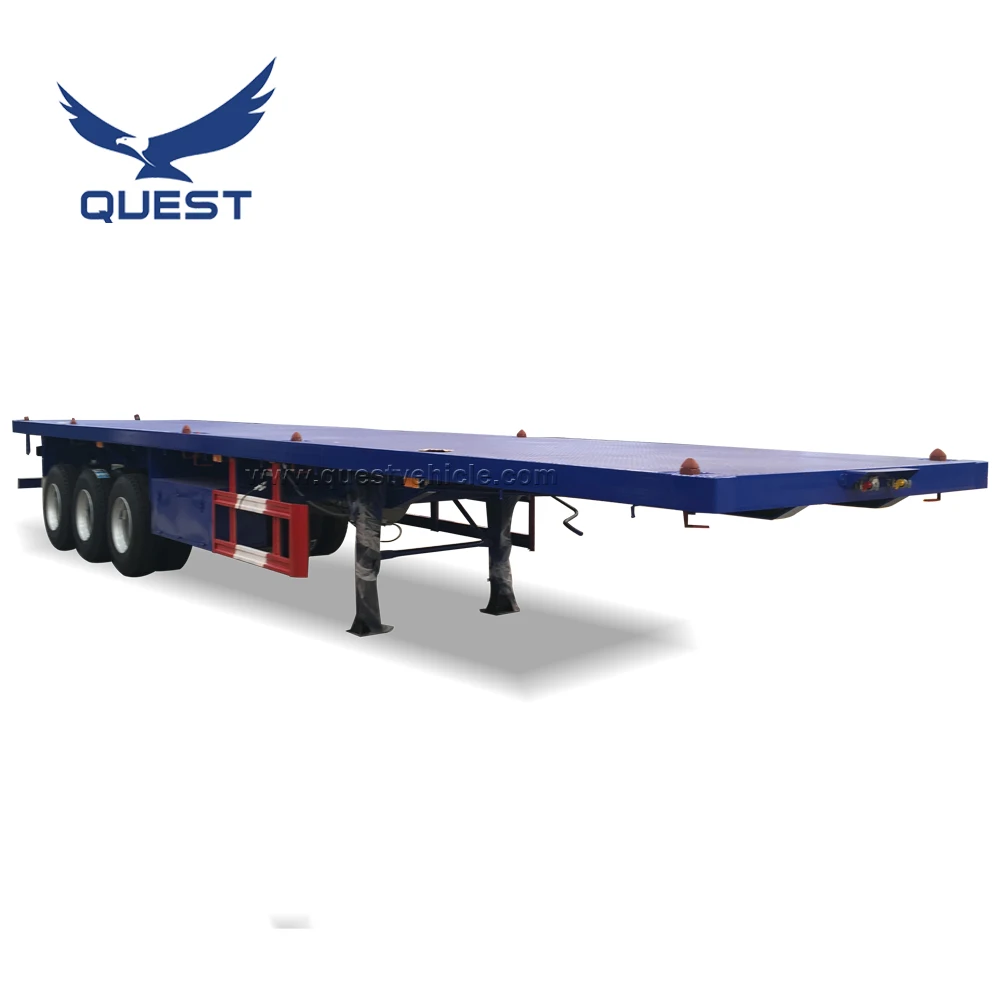 

QUEST 40ft 3Axle Shipping Container Transport Flat Bed Truck Trailer Flatbed Semi Trailer for sale, Customers optional