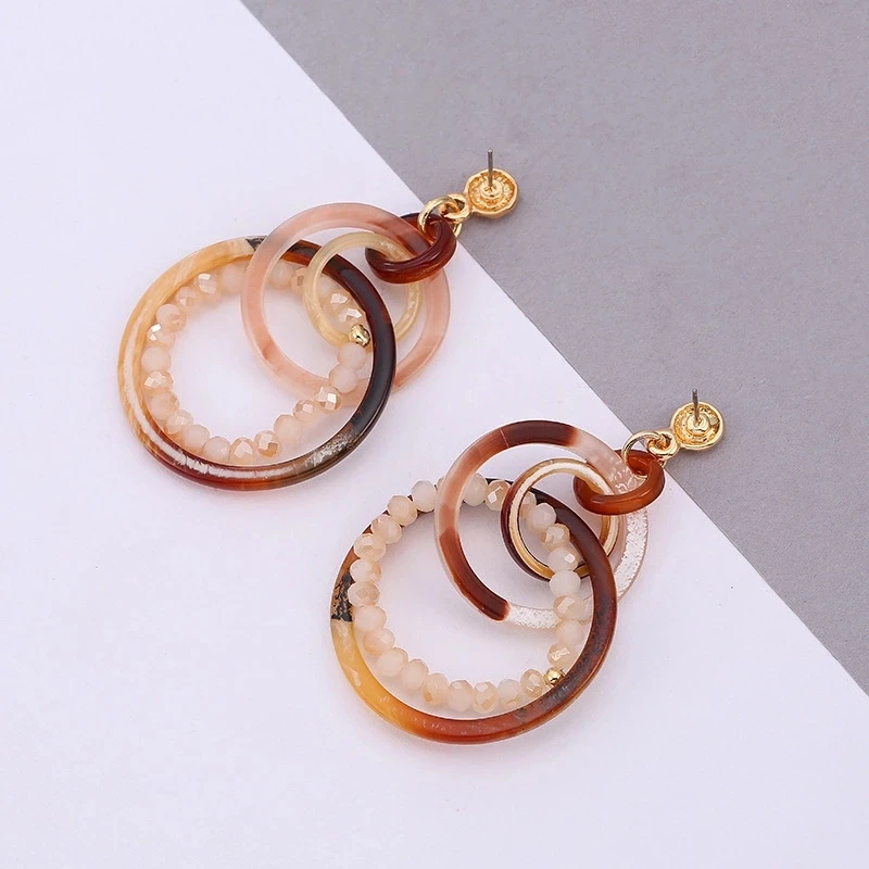 

2018 Women Gift Custom Jewelry Wholesale Design Beads Acrylic Hoop Earrings