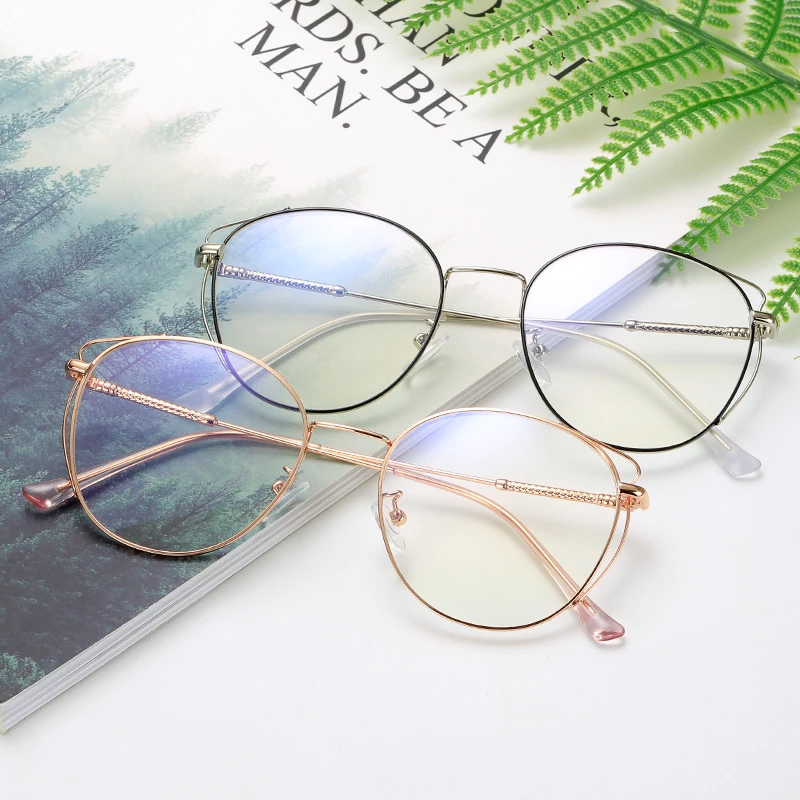 

Vintage Round Metal Optical Eyewear Cat Eye Eyeglasses Frames for Women Men