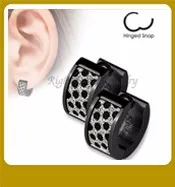 Hot Selling Fashion Stainless Steel Flat Big Huggie Earring Micro Pave Bali Hoop Earrings