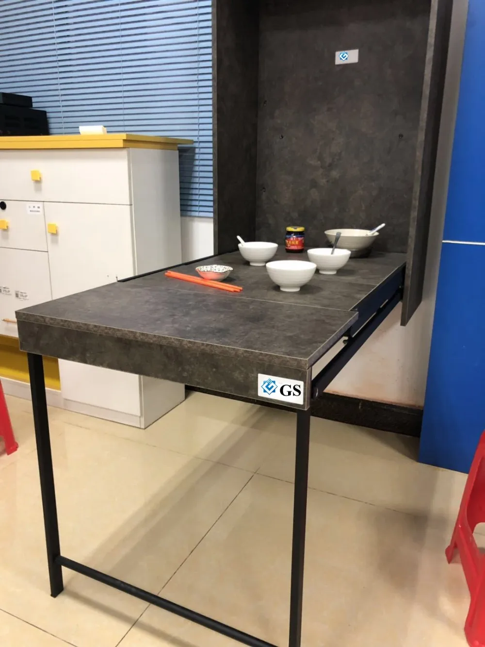 Space saving wall folding table hardware Kit hydraulic lift convertible