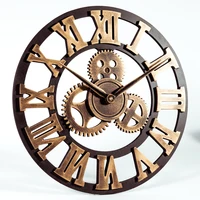 

Antique rustic 3d wood gear wall clock