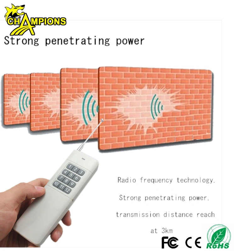 3000m Long Range High Power 1//2//4//6//8//12CH RF Remote Control Transmitter 433 MHz