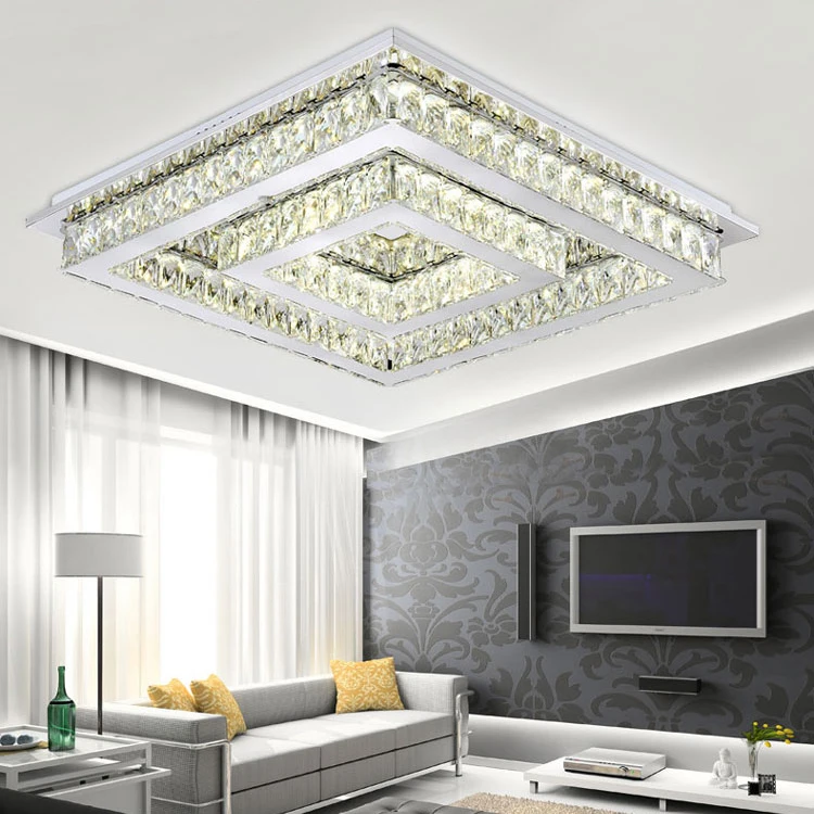 Square Shape Modern Indoor Decorative Crystal Ceiling Decoration Flush Mount Lighting Buy Square Shape Modern Indoor Ceiling Light Camera Use For