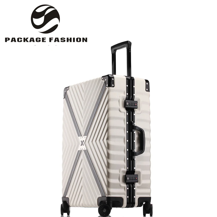 

Custom processing X abs travel suitcase luggage aluminum trolley bag, Black, white, silver, rose gold