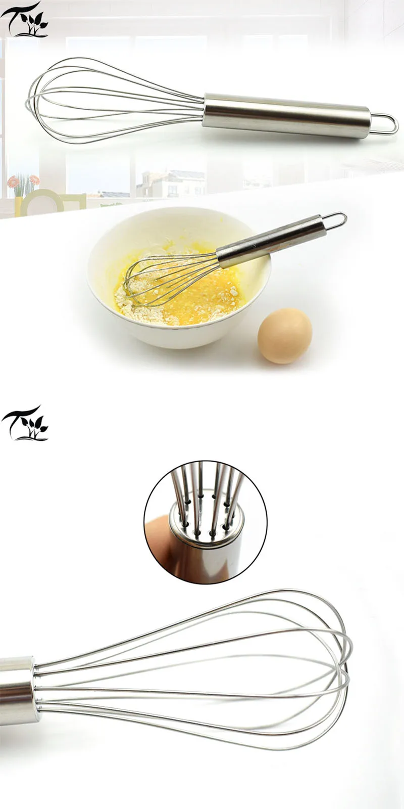 8'' Kitchen Whisk Manual Egg Beater Stainless Steel Egg Whisk Buy