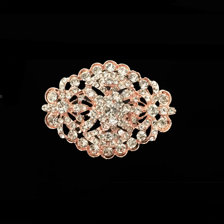

popular style rose gold initial brooch for wedding rhinestone crystal brooch