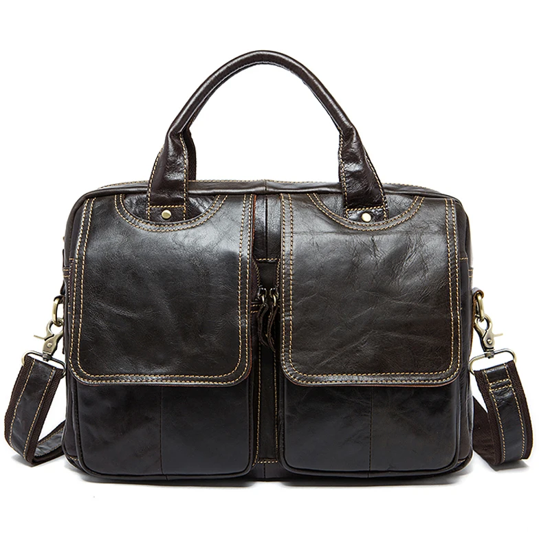

Leather Laptop Briefcases Bag Men's Genuine Leather Document Bags for Men Male Briefcases Business Office Work Bags, Black,brown leather laptop briefcases for men