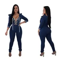 

JC8698 women fashion blue jeans denim jumpsuit