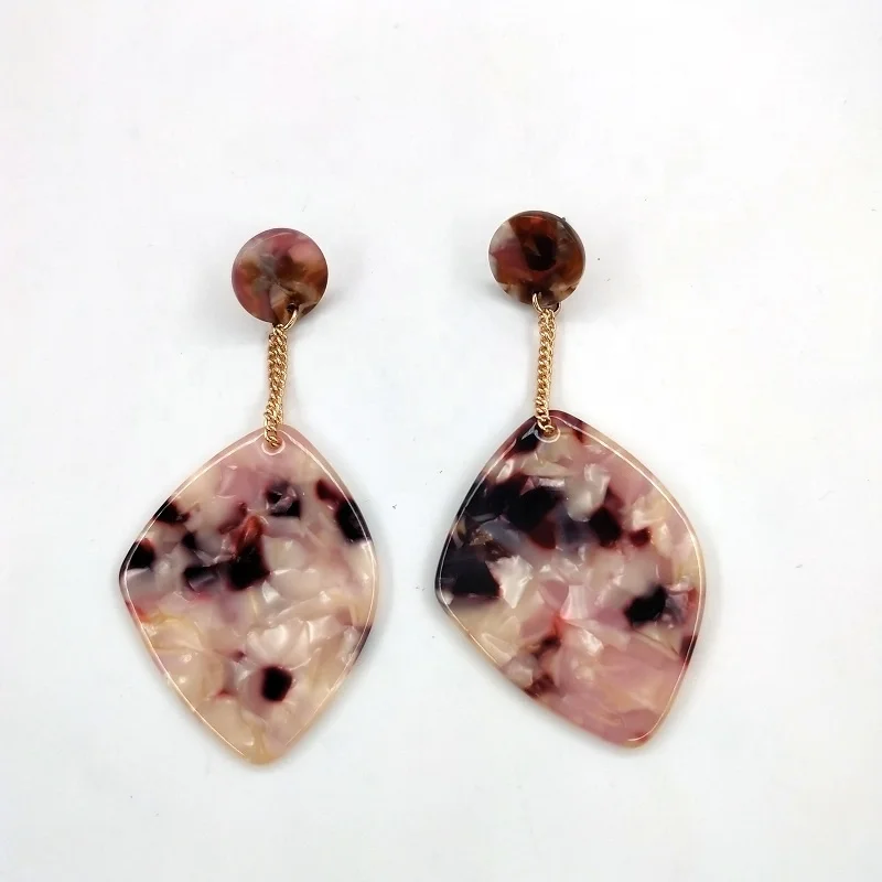 

leopard earrings leaf shape gold chain new years earrings jewelry 2019, Gold/purple