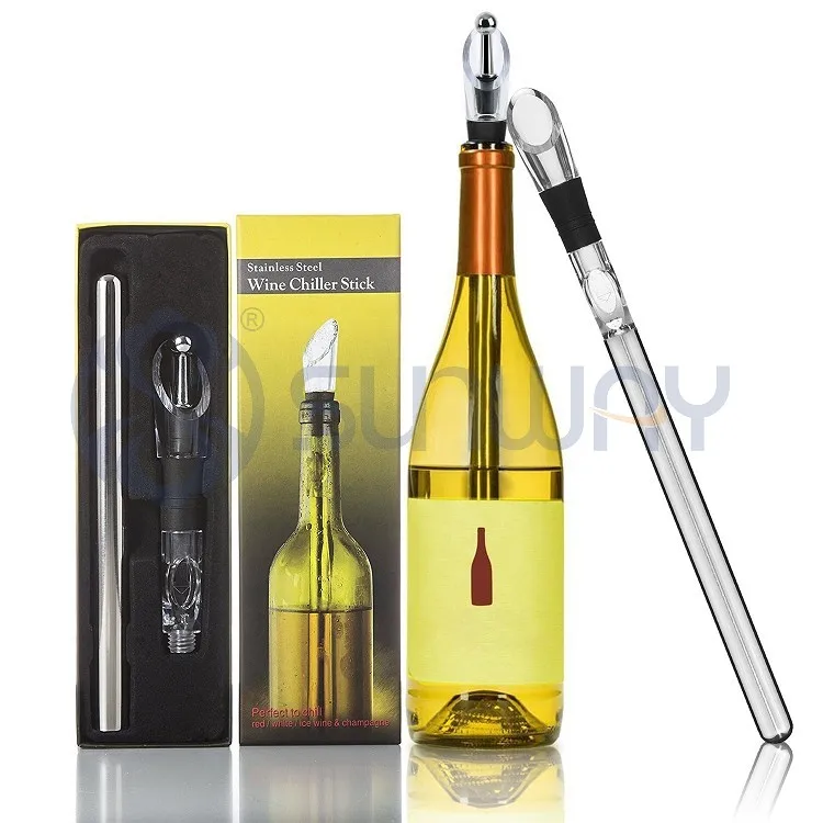 Wine Bottle Cooler Stick Stainless Steel Freezer With Aerator And Drip