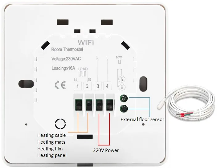 Подключение beok 10 Source Beok TGR87 WiFi termostato inteligente eléctrica calefacción de piso 16A 