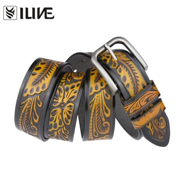 embossed leather belt