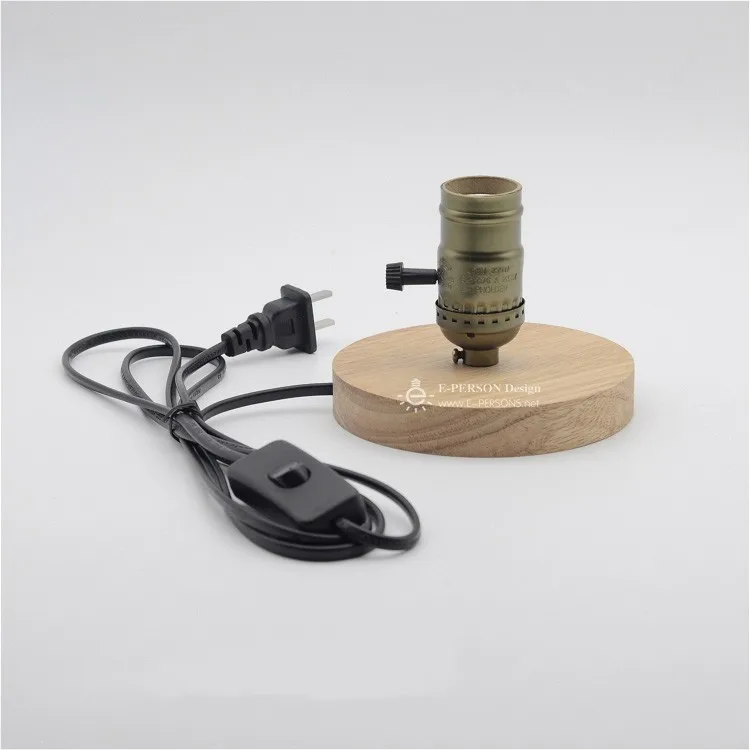 Lighting Vintage Industrial Table Light Edison Bulb Wooden Desk Lamp