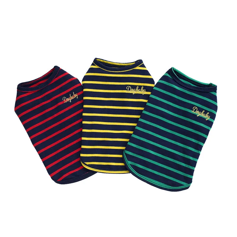 Wholesale Old Navy Striped Dog Clothes For Summer Soft Cotton Puppy T