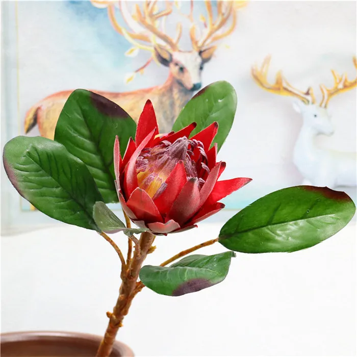 F1433 Hot Sale Factory Large Size Silk Artificial Protea Red King