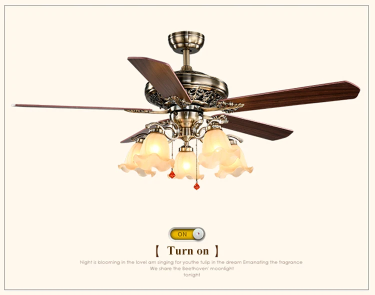 Indoor Decorative Wood Electric Fan Home Appliance Ceiling Fan With Light