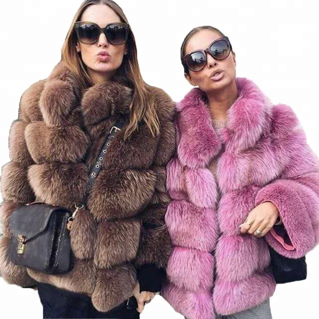 

2018 Hot Wholesale Winter Women Clothes Coat Ladies Furs Faux Fox Fur Jackets Fur Coat