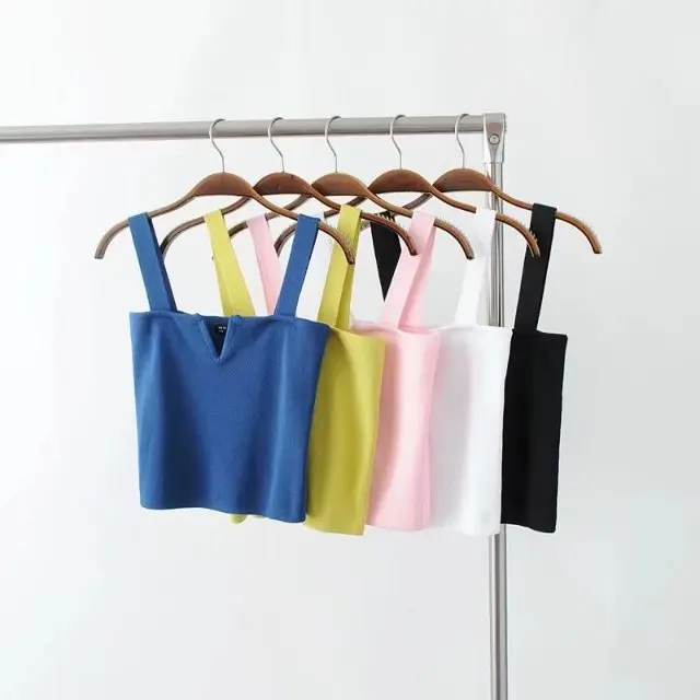 2019 Sexy Women Solid Strappy Tanks Vest Crop Fitness Top  Slash Neck Tanks Beach Women Sports Tank Tops gym