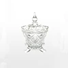 New issue customized fancy shape gold pattern luxury hotel electroplating glass candy buffet jars with lid