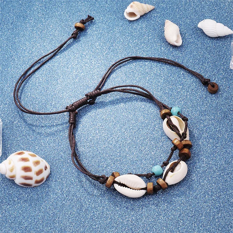 Wooden Bead Leather Anklet
