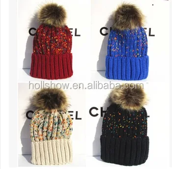 pom beanie pom korean Knitting Pom Fashion Faux Pom Coloured Korean Hat Beanie Thread Fur