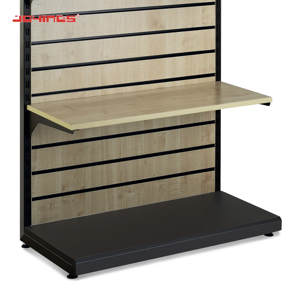 Custom Mdf Slat Wall Display Stand Metal Gondola Shelves Shop Retail