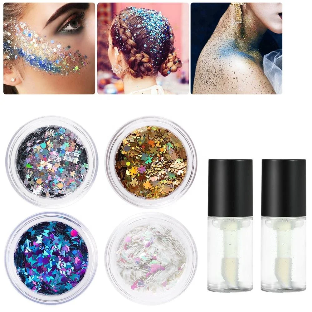Ecofriendly Bulk Glitter With Long Lasting Fix Gel For Face,Body,Hair