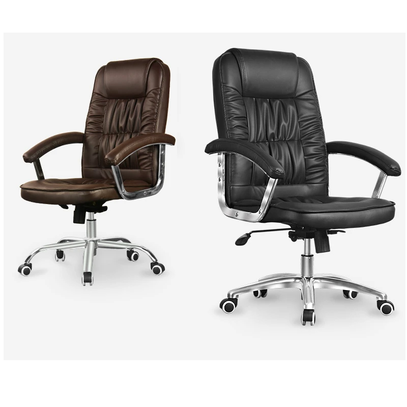 classic pvc brown faux leather high back office computer chair