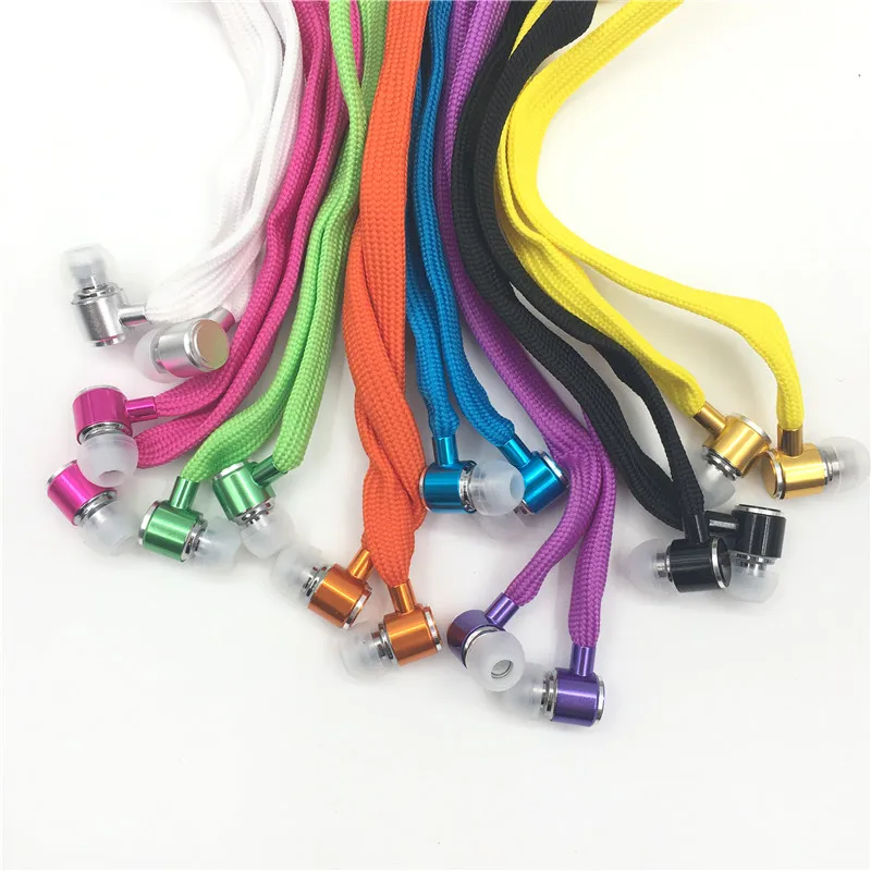 3.5mm Wired Shoelace Earbuds Stereo In Ear Headphones Shoelace