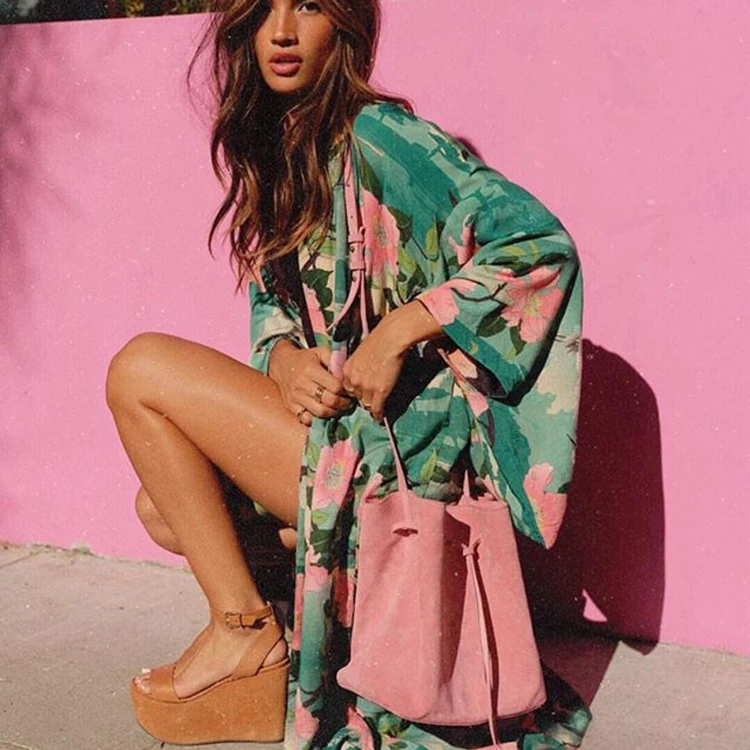 European Fashion Women Lotus crane print tie kimono cardigan blouse coat, Assorted colors
European Fashion Women Lotus crane print tie kimono cardigan blouse coat, Assorted colors