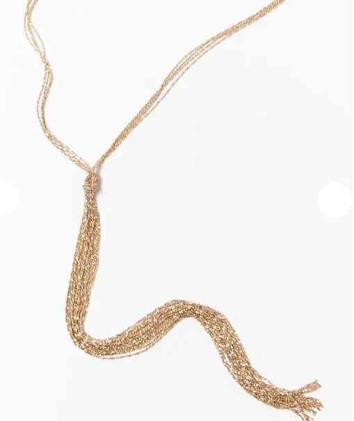 

Knotted Tassel Gold Plated Alloy Necklace, As picture show