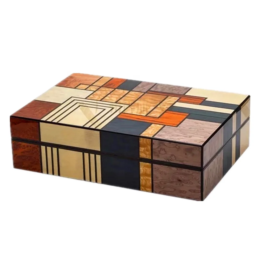 

Custom high glossy cedar wooden cabinet parquet surface cigar humidor box, Colorful /customized