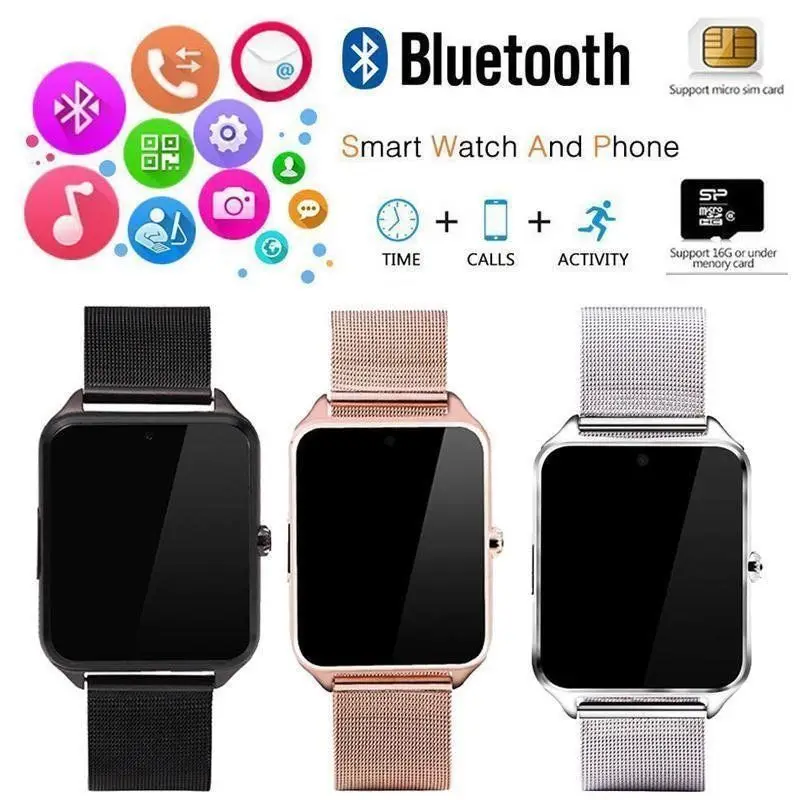 New Bluetooth SmartWatch 2019 GSM Sim Card Stainless Steel Smart Watch Z60 For IOS Android New