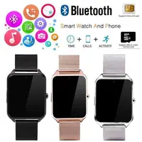 

New Bluetooth SmartWatch 2019 GSM Sim Card Stainless Steel Smart Watch Z60 For IOS Android New