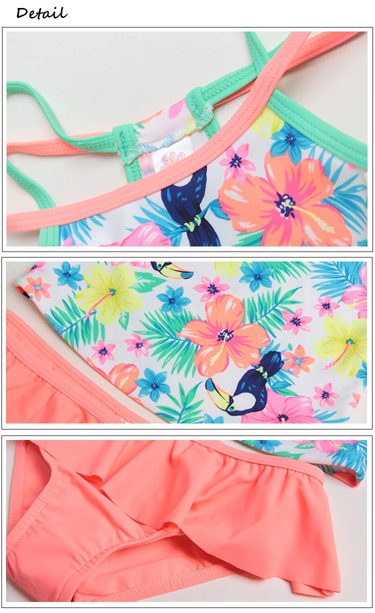 Custom Cute Floral Two Piece Kids Girl Swimsuit Set Buy Kids Custom