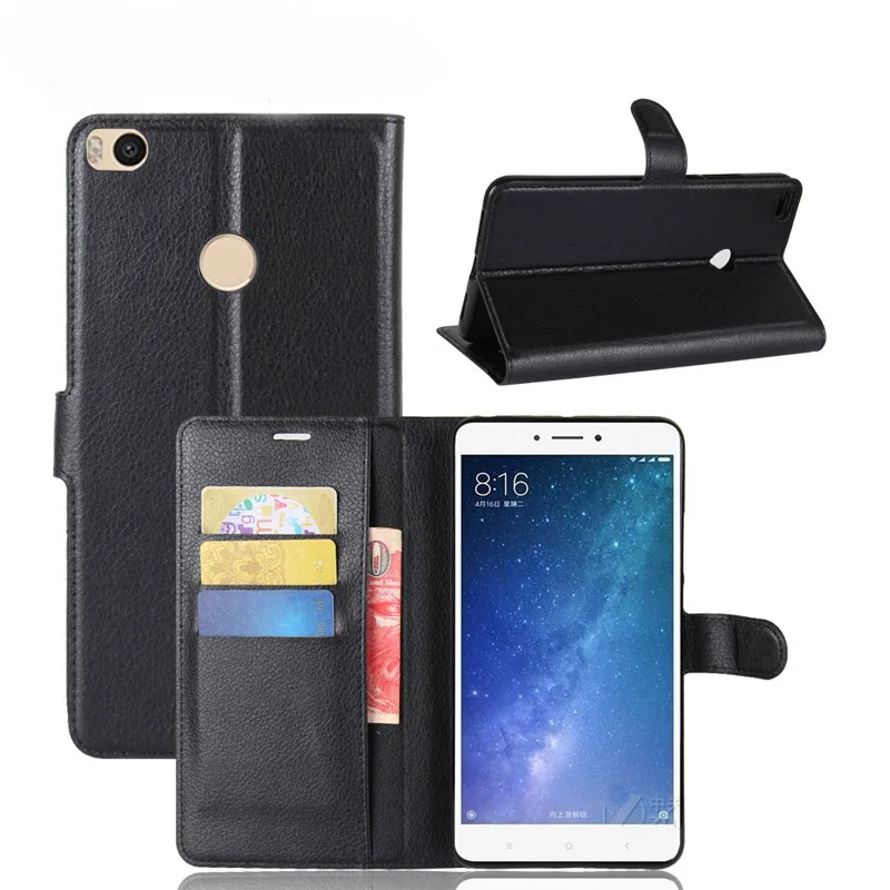 

Solid Color PU Leather Shockproof Flip Case For Xiaomi Mi Max 2 Cover