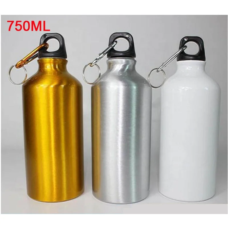 

Rubysub Hot Selling D04 Sublimation Blank Aluminum Travelling Water Bottles 750ml Sport Mountain Climbing Kettle, White, gold, silver