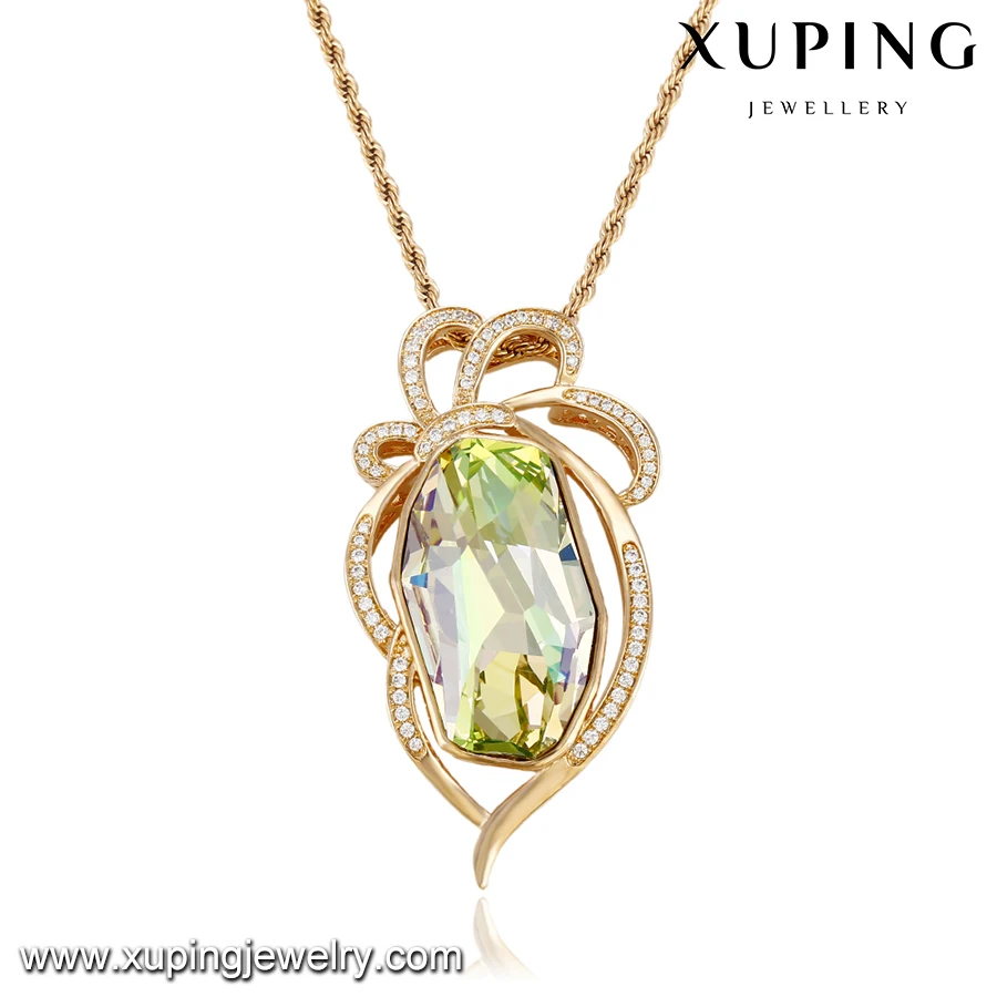 43149-fashionable jewelry xuping jewelry 18k gold colour romantic crystals from Swarovski charm necklace with high quality, Rhodium gold colour