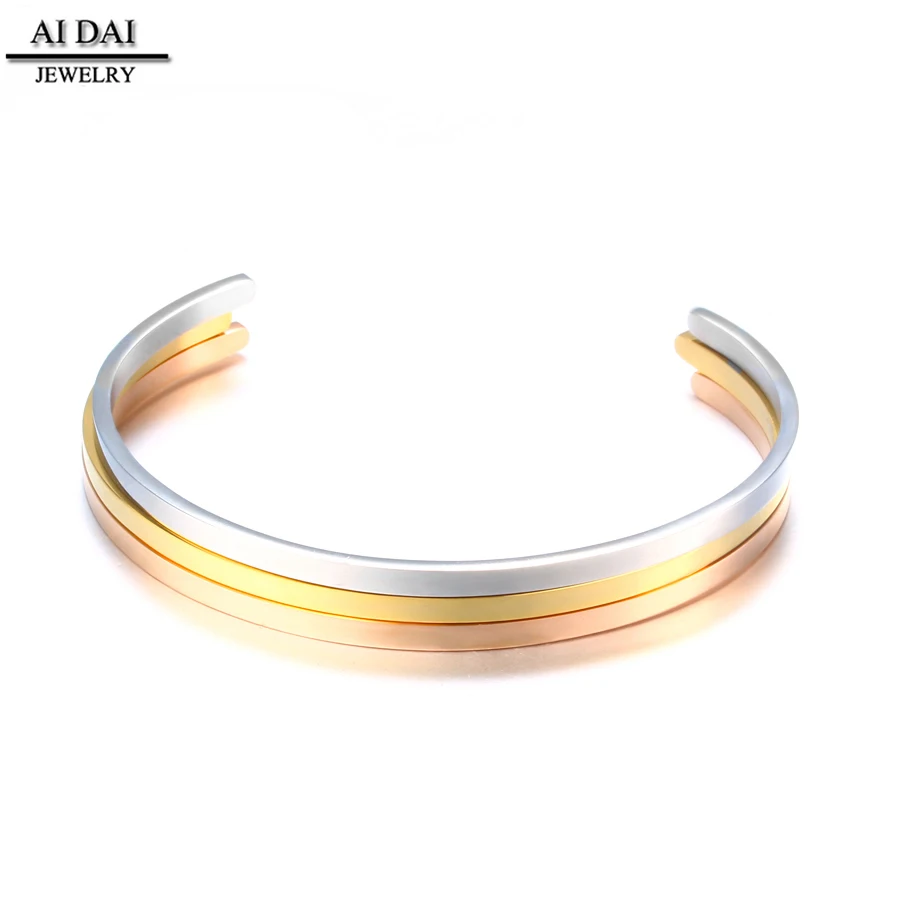 

Simple design gold Cuff Bracelets Stainless steel Make Bangle with your logo